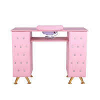 HKM-397331 Pink Manicure Table with Drawers for Beauty Salon and Nail Shop