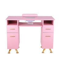 HKM-397331 Pink Manicure Table with Drawers for Beauty Salon and Nail Shop