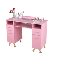 HKM-397331 Pink Manicure Table with Drawers for Beauty Salon and Nail Shop