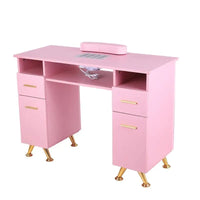 HKM-397331 Pink Manicure Table with Drawers for Beauty Salon and Nail Shop