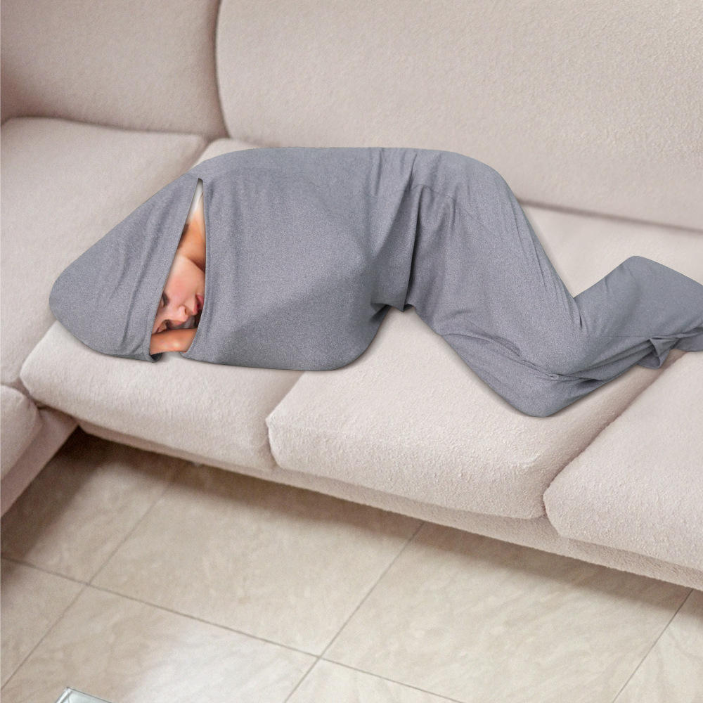HKM-397459 Machine Washable Wearable Blanket Sleep Aid with Adjustable Foot Pocket - Soft Cooling Polyester for All Sleepers