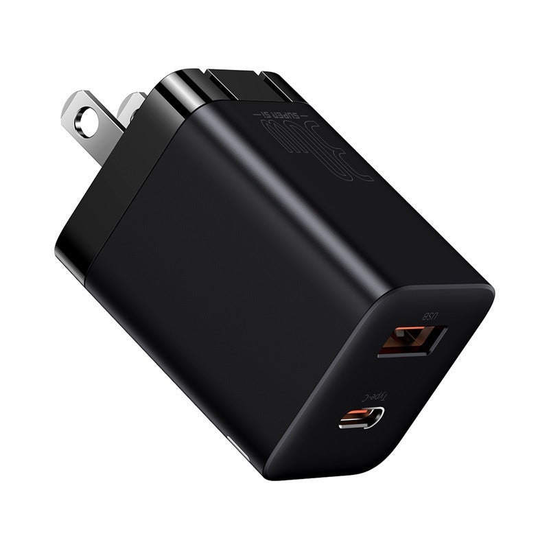 HKM-397523 30W Super Silicon Travel Charger - USB Input 220V, Output 12V, Black/White