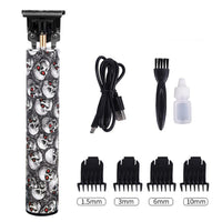 HKM-397523 Rechargeable Mini Hair Clipper with Waterproof Design - Red Skull Edition