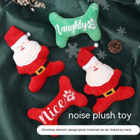 HKM-3975357 Christmas Plush Dog Toy - Sounding Puppy with Santa Claus Design and Bone Options