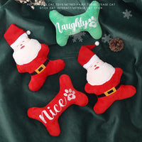 HKM-3975357 Christmas Plush Dog Toy - Sounding Puppy with Santa Claus Design and Bone Options