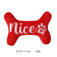 HKM-3975357 Christmas Plush Dog Toy - Sounding Puppy with Santa Claus Design and Bone Options
