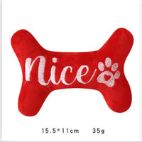HKM-3975357 Christmas Plush Dog Toy - Sounding Puppy with Santa Claus Design and Bone Options
