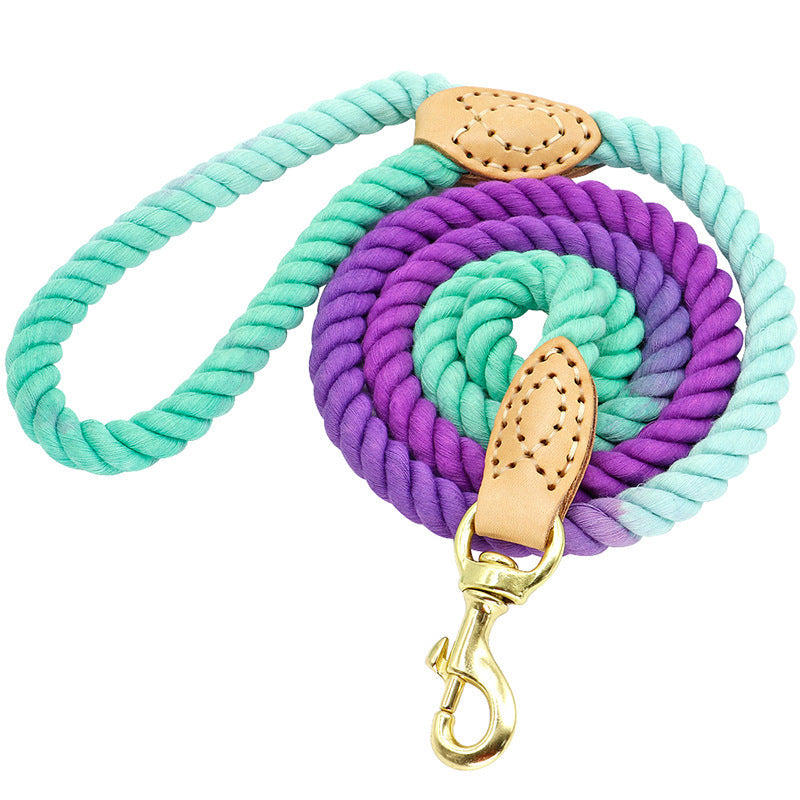 HKM-3975485 Double-Headed Dog Walking Rope - 150cm Length, Durable and Comfortable Design in Pink, Green, Blue, or Orange