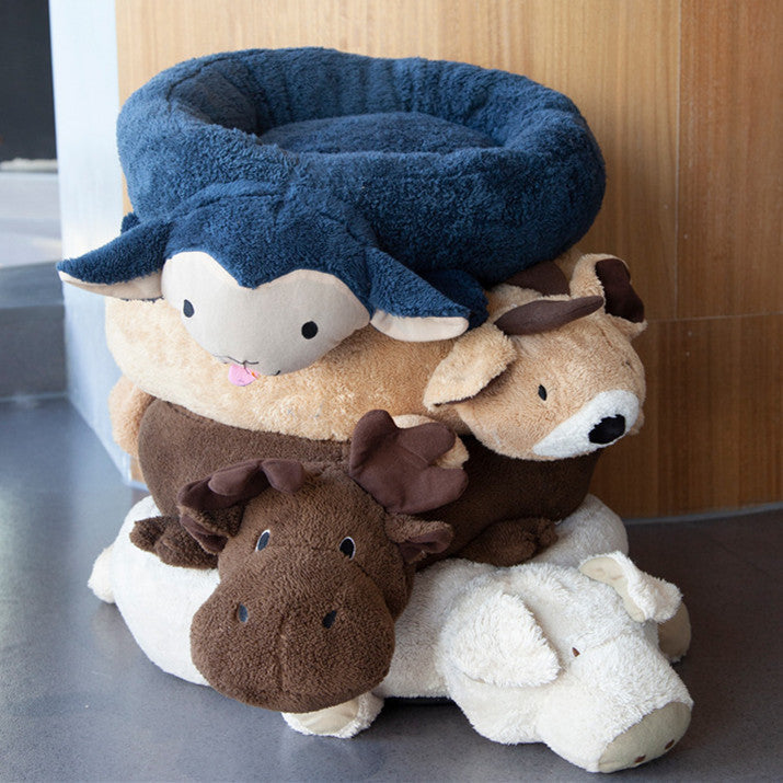 HKM-3975741 Cozy Cartoon Pet Nest for Cats and Small Animals - Soft Cotton, 30cm Diameter