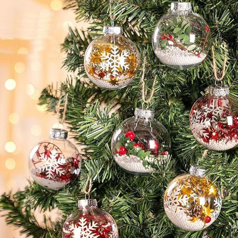 HKM-397587 Transparent Shatterproof DIY Christmas Ornament Balls - Modern Design in Multiple Sizes
