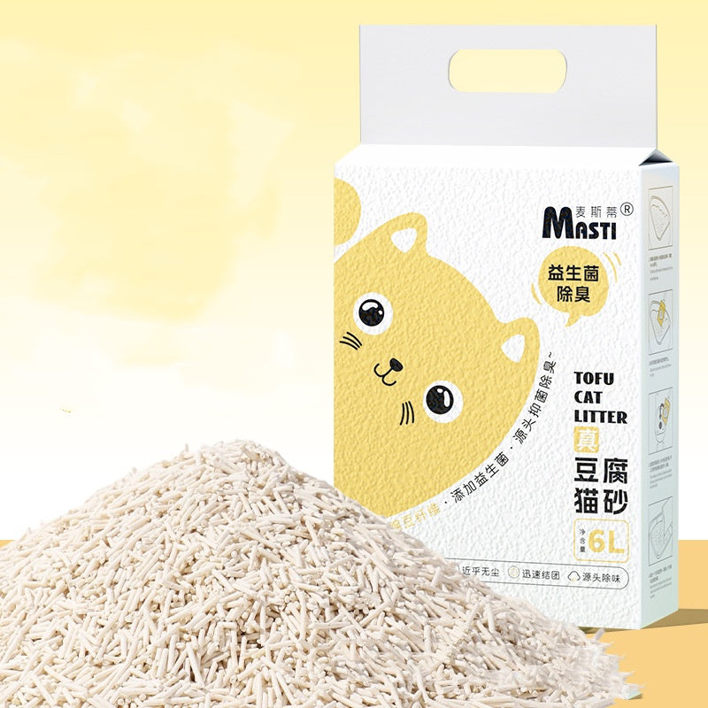 HKM-3977149 Tofu Cat Litter with Probiotics and Deodorant, 6L – Available in Milk, Green Tea, and Activated Carbon Scents