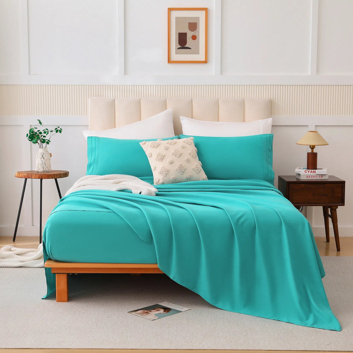HKM-397779 Cloud-Like Comfort 4-Piece Cotton Blend Bed Set with Eco-Friendly Dyes