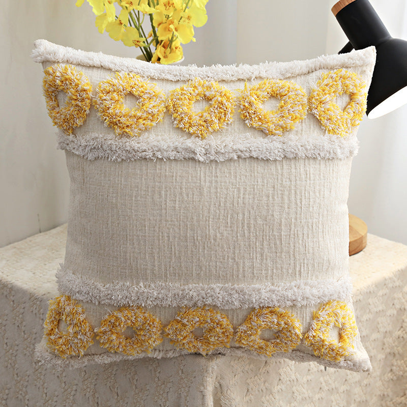 HKM-397843 Luxury Tufted Plush Sofa Cushion - 45x45cm National Style for Living Room
