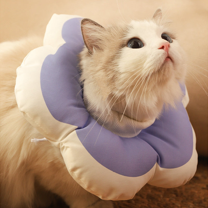 HKM-3978941 Adjustable Cat Neck Cone with Cute Solar Flower Design - Anti-Bite Coverage for Pet Surgery