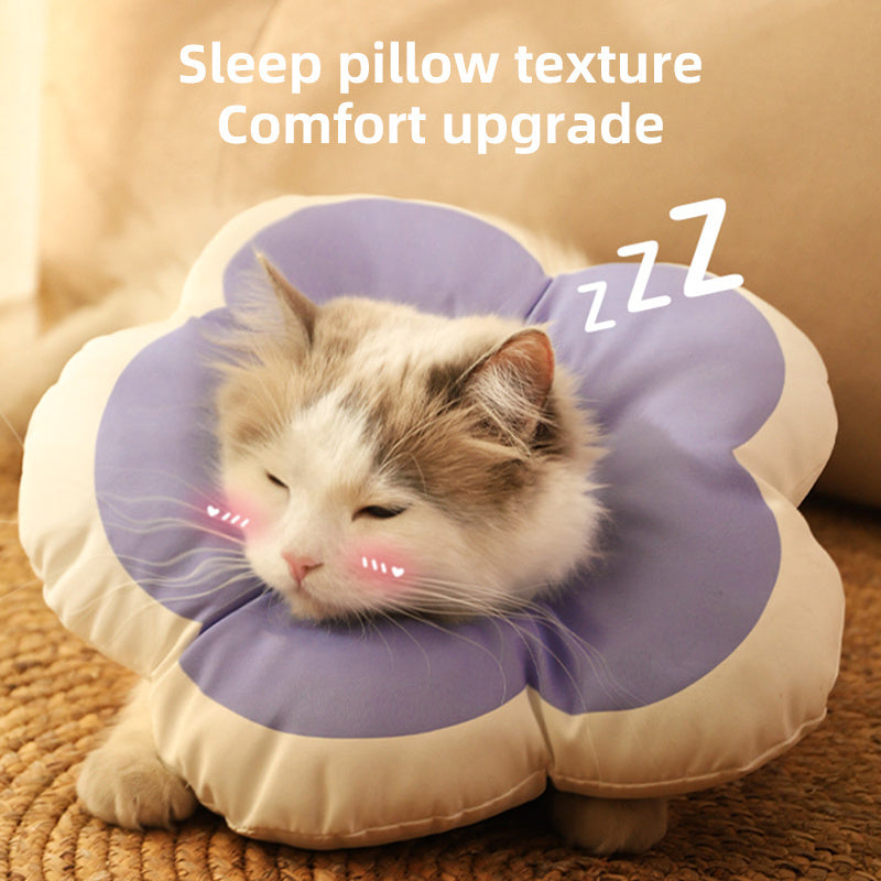 HKM-3978941 Adjustable Cat Neck Cone with Cute Solar Flower Design - Anti-Bite Coverage for Pet Surgery