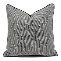 HKM-397907 Black and White Striped Geometric Pillow Cover for Home Décor, Available in Multiple Sizes