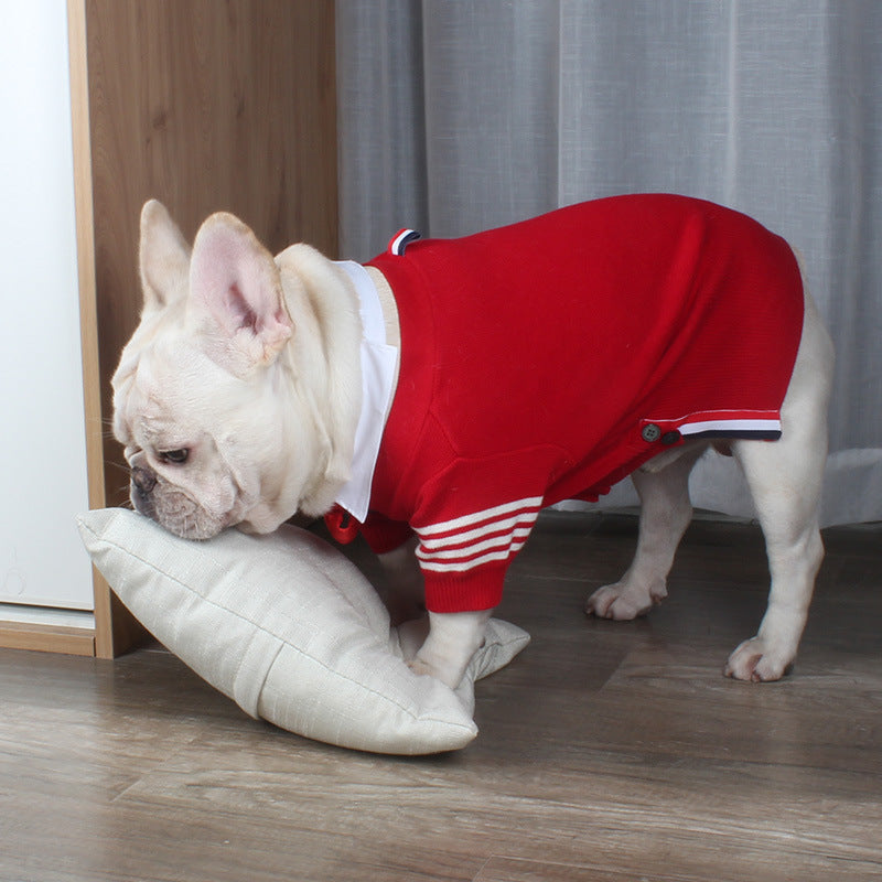 HKM-3979453 Cozy British Style Wool Sweater for Dogs and Cats - Available in Green, Red, Gray