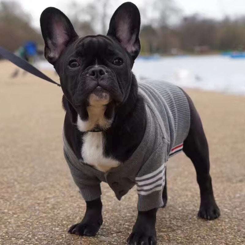 HKM-3979453 Cozy British Style Wool Sweater for Dogs and Cats - Available in Green, Red, Gray