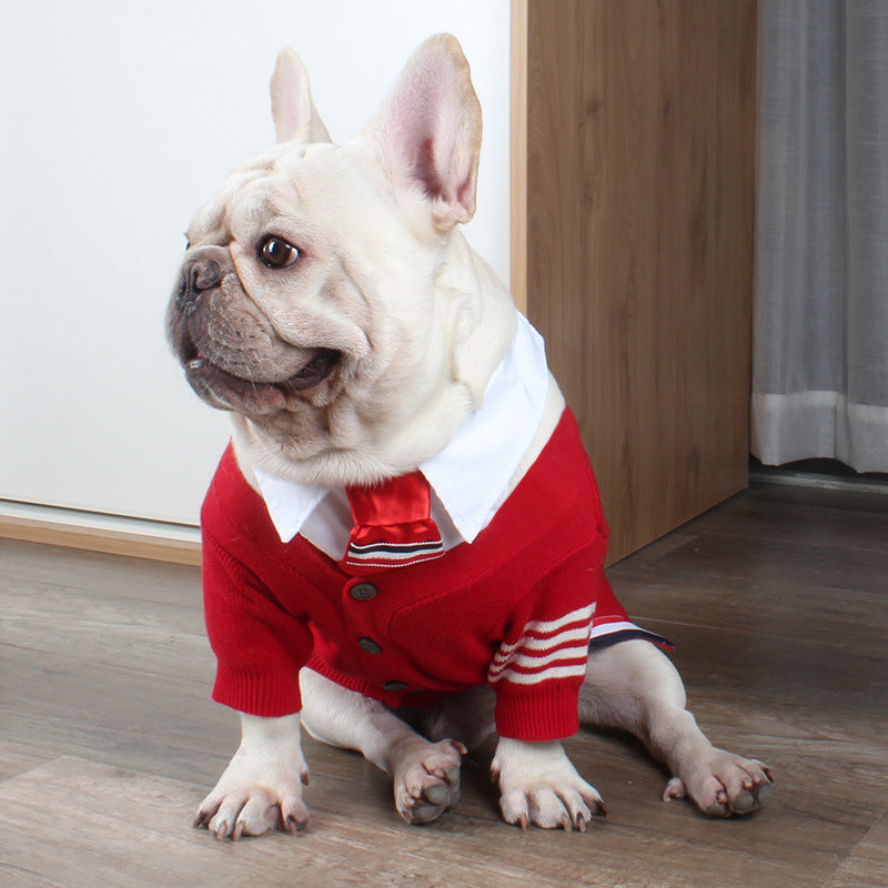 HKM-3979453 Cozy British Style Wool Sweater for Dogs and Cats - Available in Green, Red, Gray