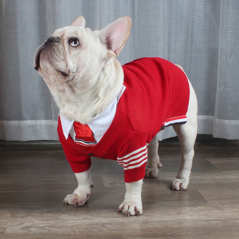 HKM-3979453 Cozy British Style Wool Sweater for Dogs and Cats - Available in Green, Red, Gray