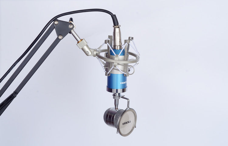 HKM-397971 Condenser Microphone with Metal and Plastic Shock Mounts for Versatile Recording and Performance