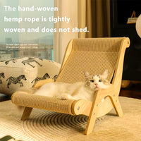 HKM-3980093 Durable Sisal Cat Hammock with Scratching Board - Ergonomic Indoor Lounger for Play and Rest