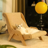 HKM-3980093 Durable Sisal Cat Hammock with Scratching Board - Ergonomic Indoor Lounger for Play and Rest