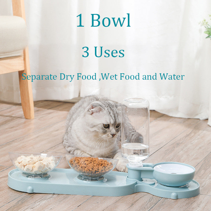 HKM-3981629 Double Bowl Automatic Feeder and Waterer for Cats and Dogs, Portable and Easy to Clean, Durable ABS and PC Materials