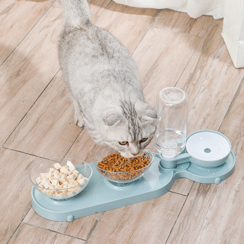 HKM-3981629 Double Bowl Automatic Feeder and Waterer for Cats and Dogs, Portable and Easy to Clean, Durable ABS and PC Materials