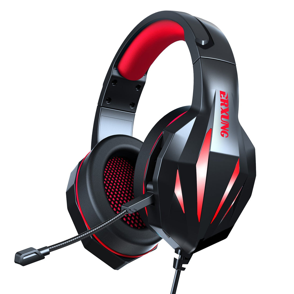 HKM-398291 Luminous Wired Gaming Headset with Mic - 3.5mm Connection, 50mm Speakers, Durable Braided Cable