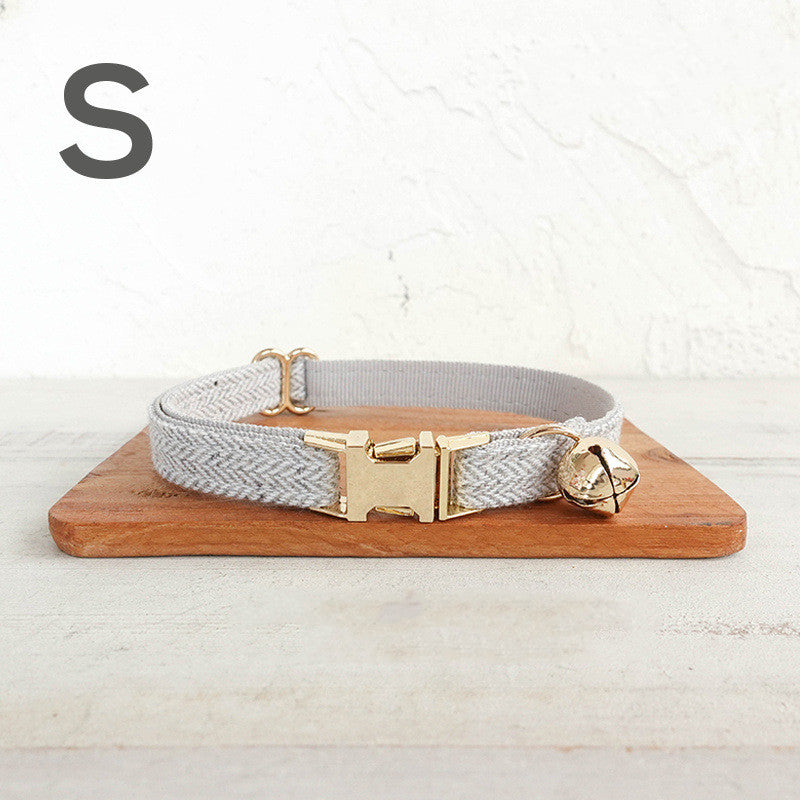 HKM-3983421 Light Grey Soft Polyester Cat Collar with Bow, Available in Circle S and L Sizes