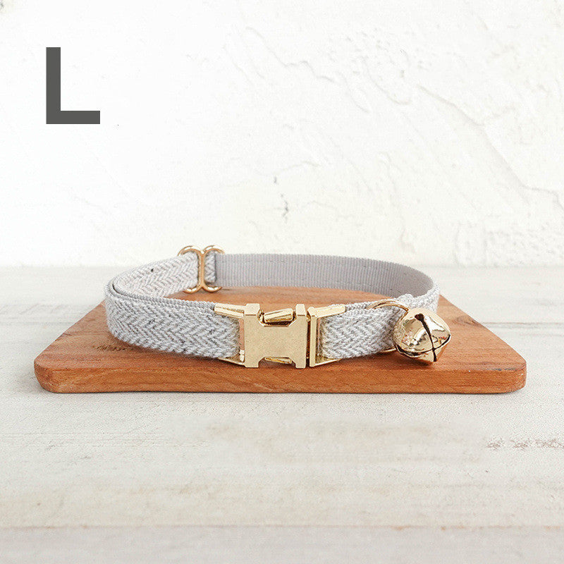 HKM-3983421 Light Grey Soft Polyester Cat Collar with Bow, Available in Circle S and L Sizes