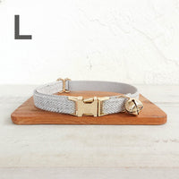 HKM-3983421 Light Grey Soft Polyester Cat Collar with Bow, Available in Circle S and L Sizes