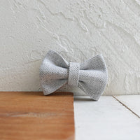 HKM-3983421 Light Grey Soft Polyester Cat Collar with Bow, Available in Circle S and L Sizes