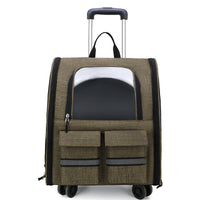 HKM-3983677 Foldable Breathable Double Shoulder Pull Rod Pet Cat Carrier Bag in Various Colors