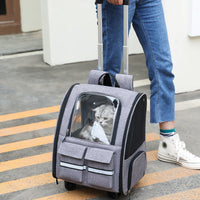 HKM-3983677 Foldable Breathable Double Shoulder Pull Rod Pet Cat Carrier Bag in Various Colors