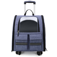 HKM-3983677 Foldable Breathable Double Shoulder Pull Rod Pet Cat Carrier Bag in Various Colors