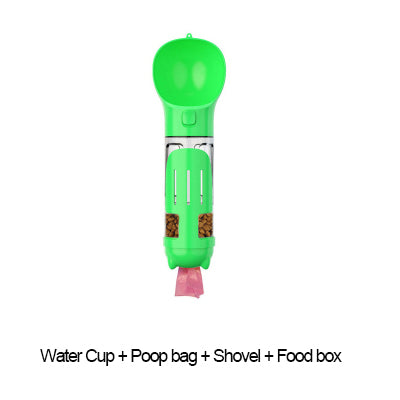 HKM-3984701 3-in-1 Portable Multifunction Dog Water Bottle with Food Feeder and Poop Bag Dispenser for Travel