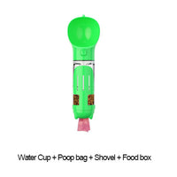 HKM-3984701 3-in-1 Portable Multifunction Dog Water Bottle with Food Feeder and Poop Bag Dispenser for Travel
