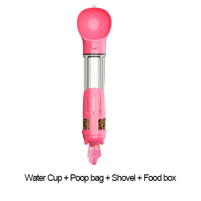 HKM-3984701 3-in-1 Portable Multifunction Dog Water Bottle with Food Feeder and Poop Bag Dispenser for Travel