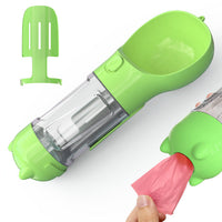 HKM-3984701 3-in-1 Portable Multifunction Dog Water Bottle with Food Feeder and Poop Bag Dispenser for Travel