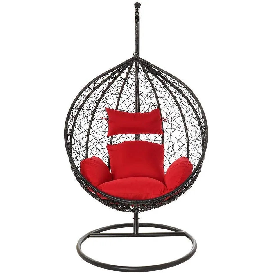 HKM-398483 Outdoor Rattan Egg Chair Swing with Metal Stand for Single Adult Use in Custom Colours