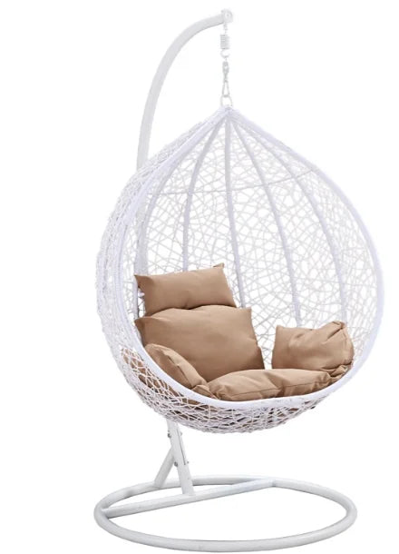 HKM-398483 Outdoor Rattan Egg Chair Swing with Metal Stand for Single Adult Use in Custom Colours