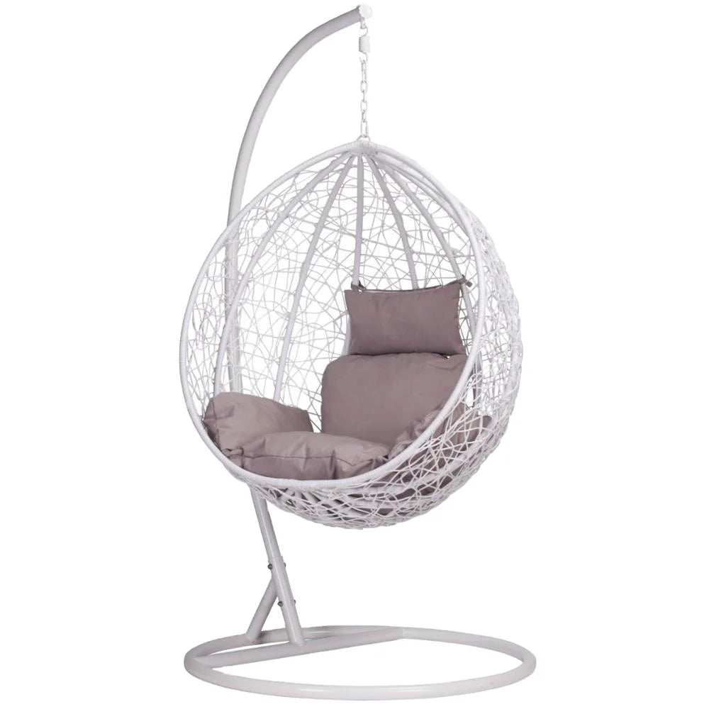 HKM-398483 Outdoor Rattan Egg Chair Swing with Metal Stand for Single Adult Use in Custom Colours