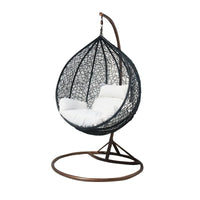 HKM-398483 Outdoor Rattan Egg Chair Swing with Metal Stand for Single Adult Use in Custom Colours