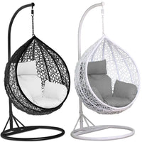 HKM-398483 Outdoor Rattan Egg Chair Swing with Metal Stand for Single Adult Use in Custom Colours