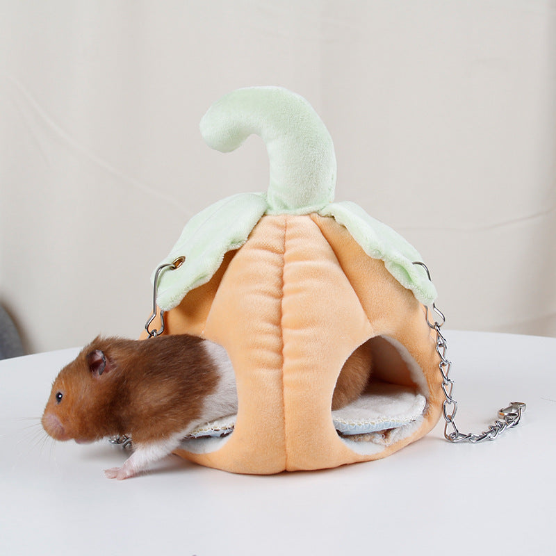 HKM-3985469 Cozy Pumpkin Nest for Small Pets ¨C Soft Diamond Velvet Hammock for Hamsters, Teddy Bears, and Sugar Gliders