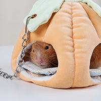 HKM-3985469 Cozy Pumpkin Nest for Small Pets ¨C Soft Diamond Velvet Hammock for Hamsters, Teddy Bears, and Sugar Gliders