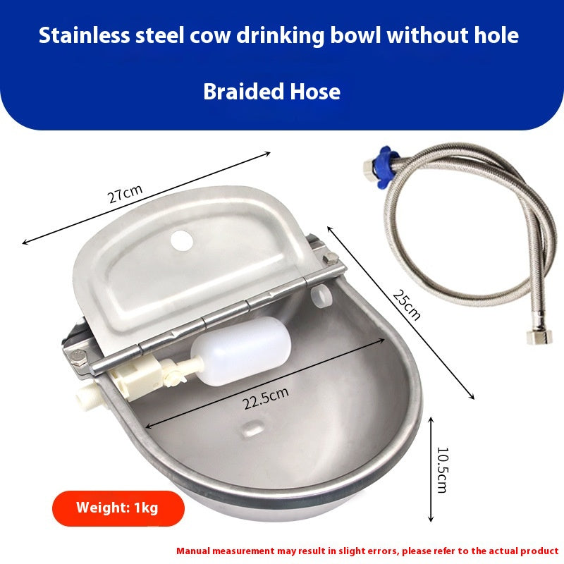 HKM-3987389 Stainless Steel Drinking Bowl for Cattle, Horses, and Sheep with Sink and Pipe