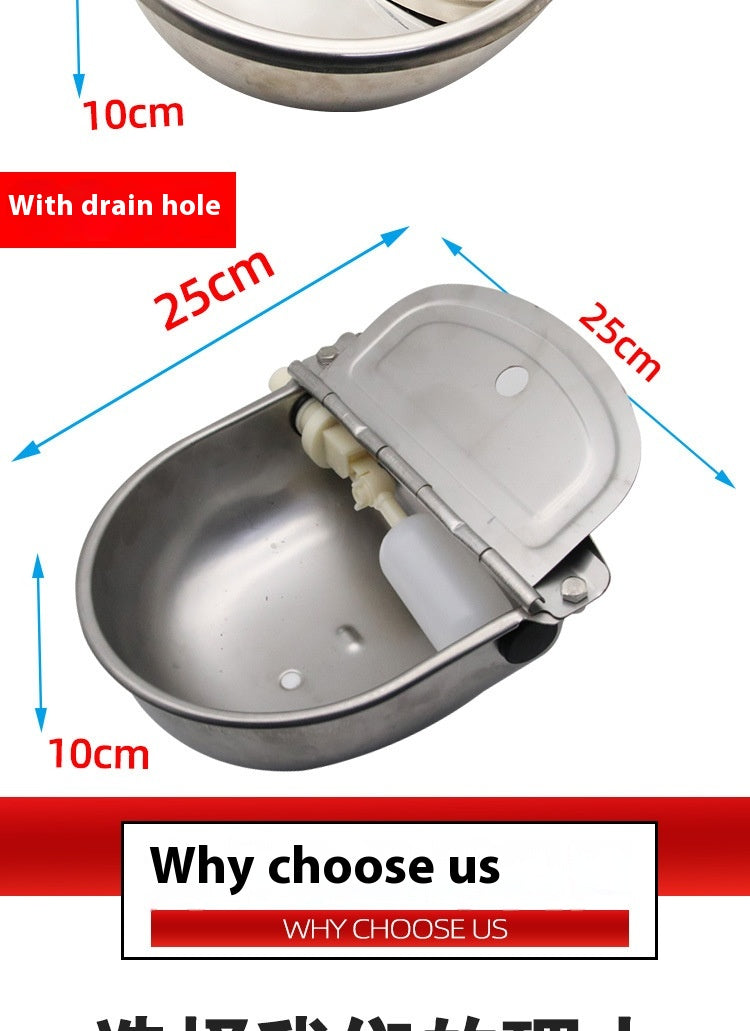 HKM-3987389 Stainless Steel Drinking Bowl for Cattle, Horses, and Sheep with Sink and Pipe